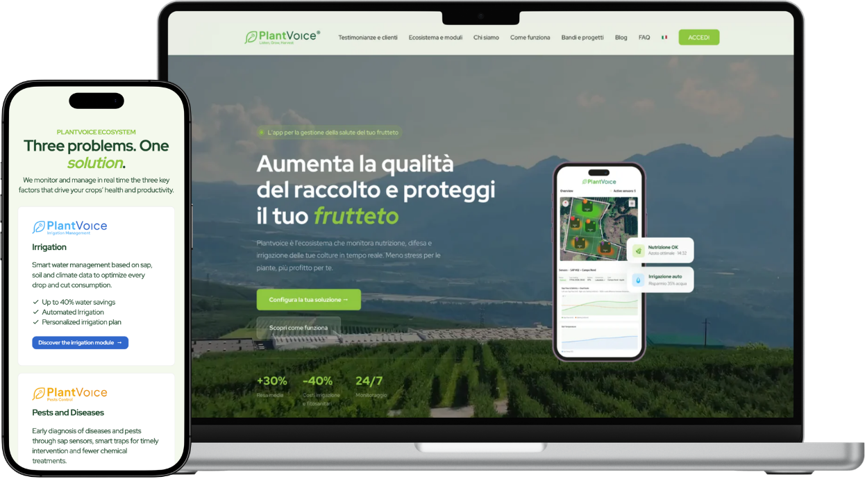 Plantvoice: the website on desktop and mobile