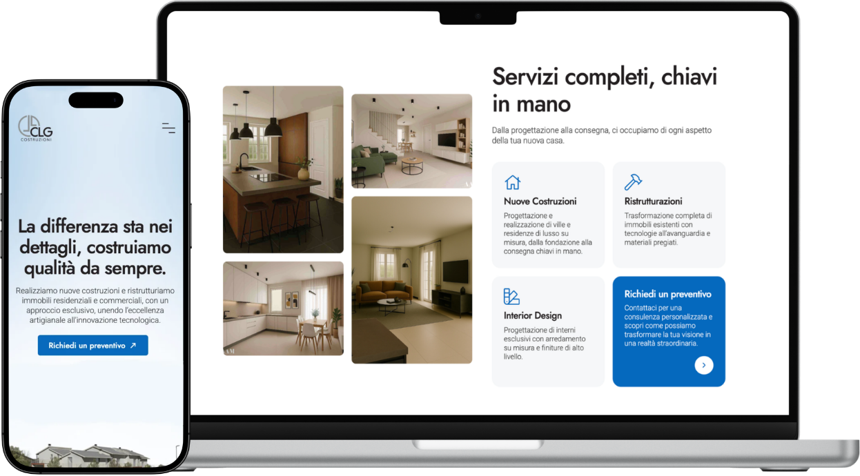 Costruzioni CLG: the website on desktop and mobile