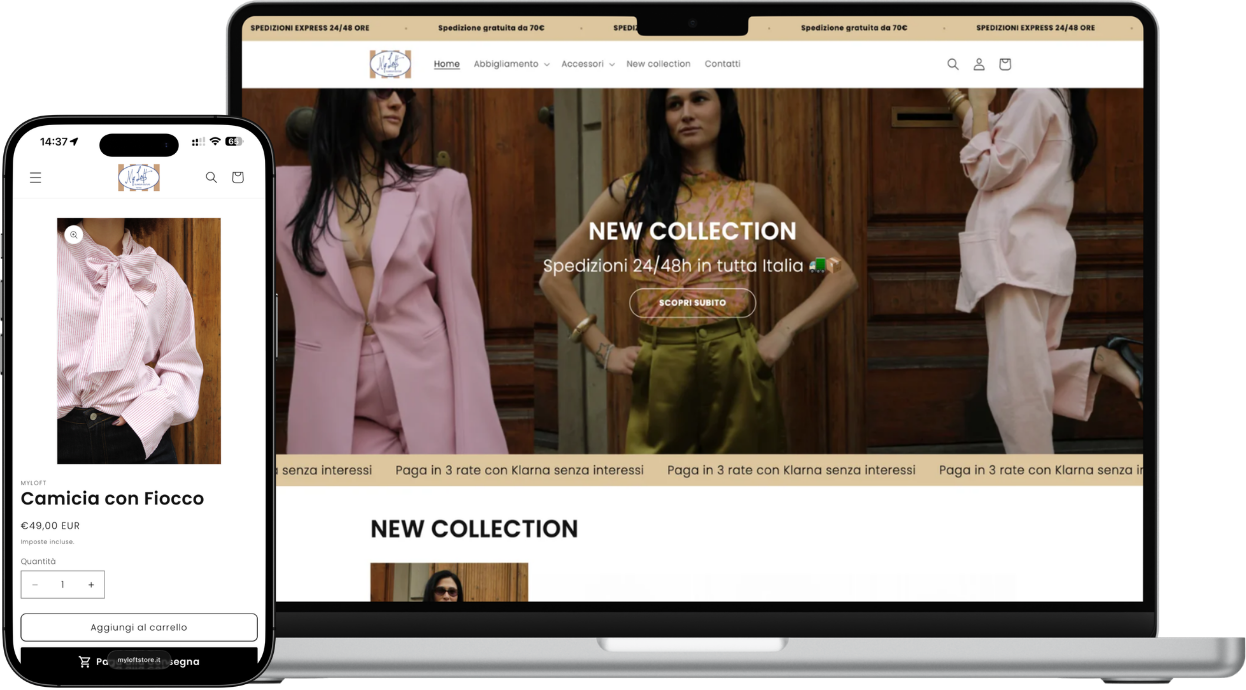 my loft store website mockup