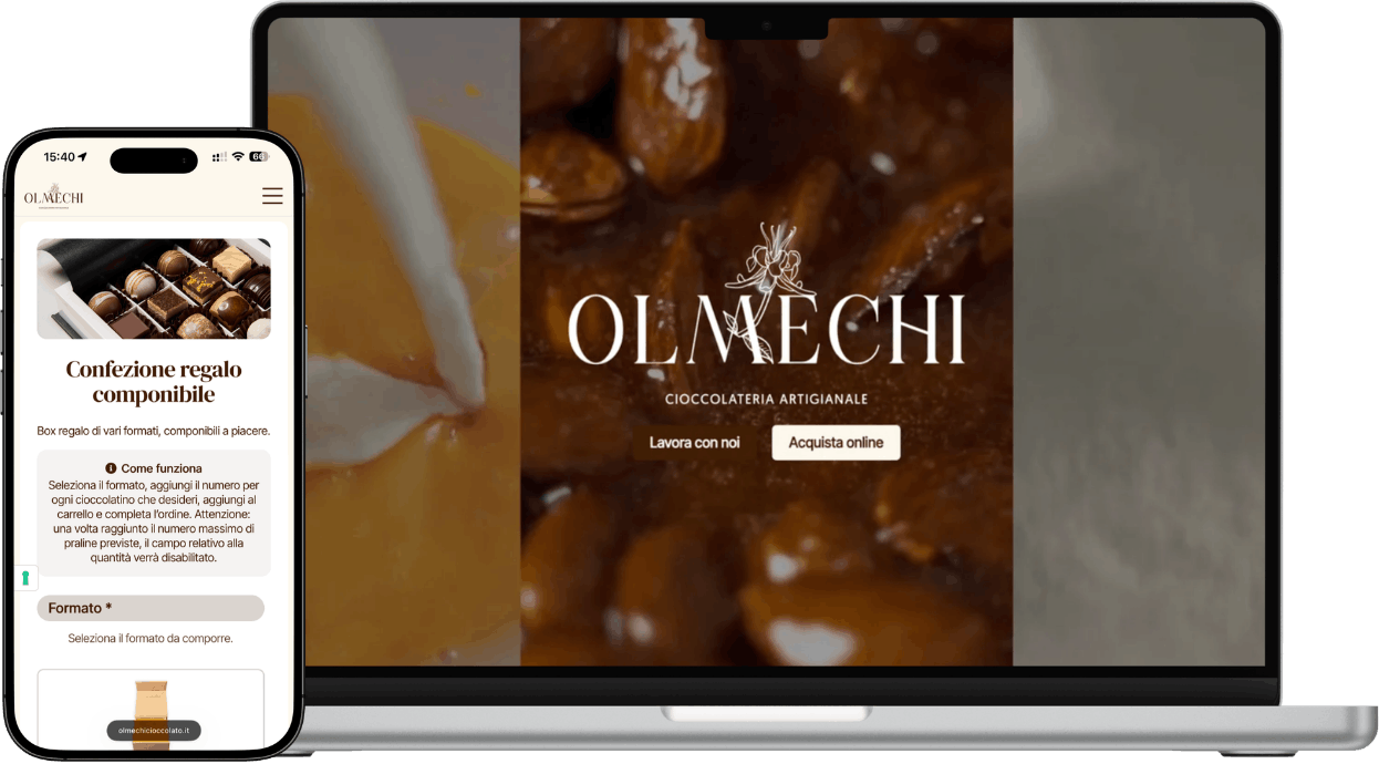 Olmechi: the website on desktop and mobile