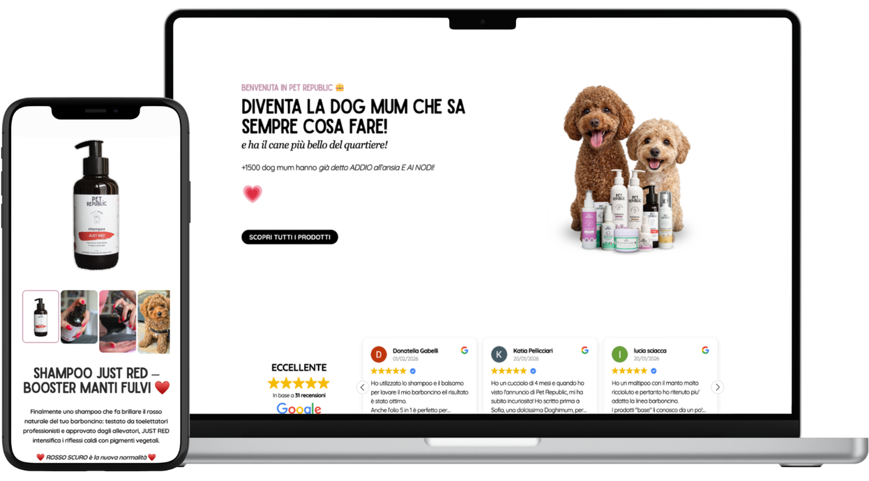 Pet Republic: the website on desktop and mobile