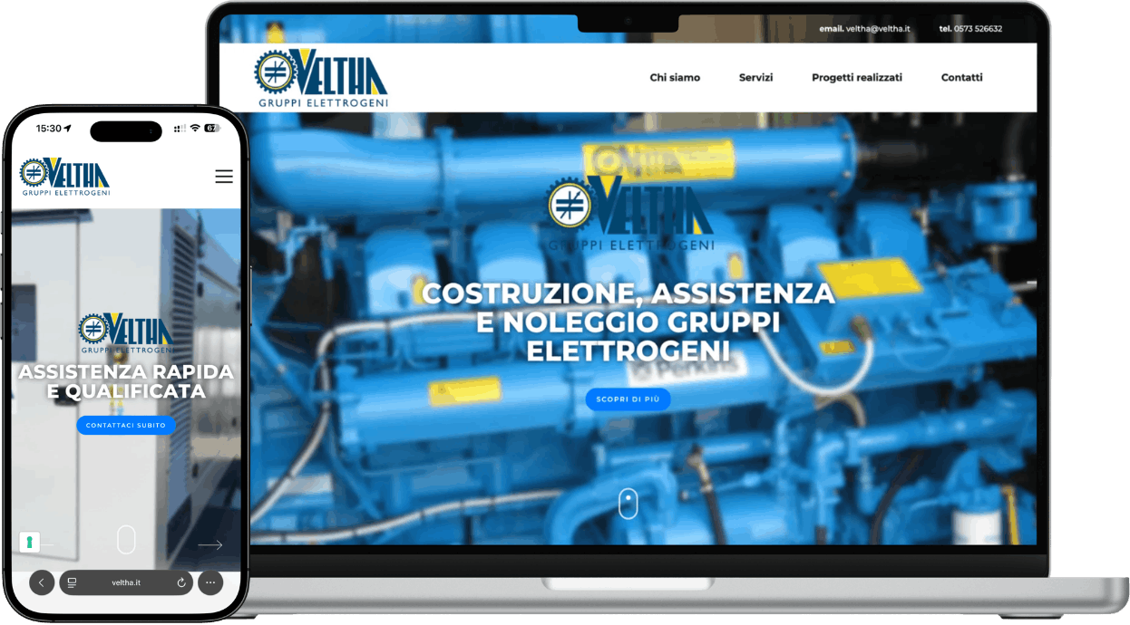 Veltha: the website on desktop and mobile