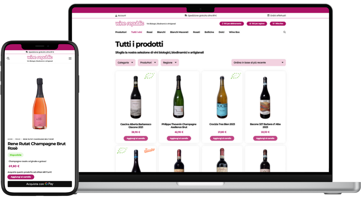 Wine Republic: the website on desktop and mobile